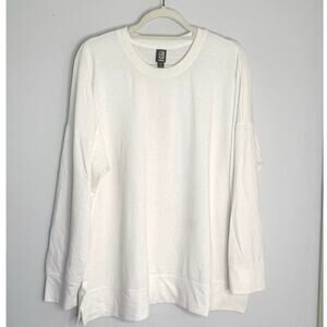 Ideology White Crew Neck Long Sleeve Straight Hem Womens Top Sz XXL  Athleisure